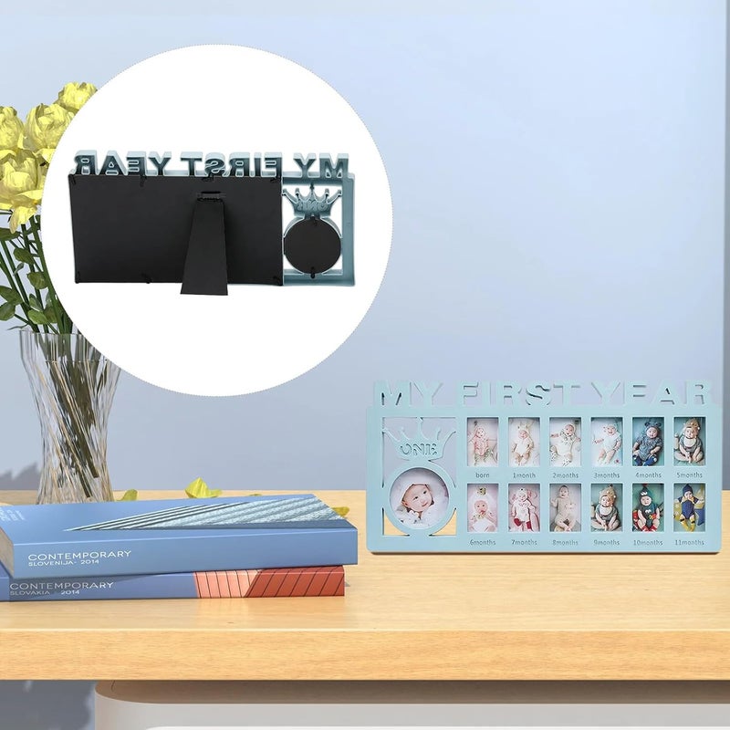CCONYA Creative Baby Commemorate First 12 Months Picture Frame Kids Growing Memory Gift DIY Newborns First Year Souvenirs Photo Frame (blue) - Image 4
